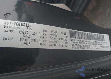 2015 Chrysler Town & Country Touring from USA, damaged, VIN 2C4RC1BG9FR694264